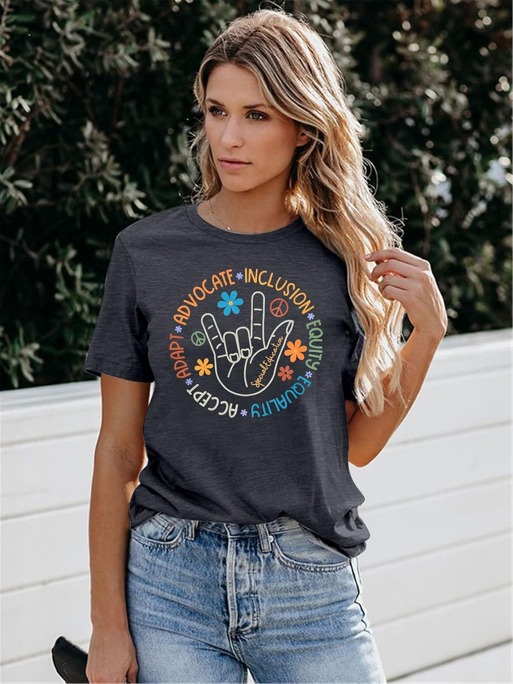 Autism Awareness Shirt Women Special Education Teacher T-Shirt Inspirational Graphic Tee Casual Top