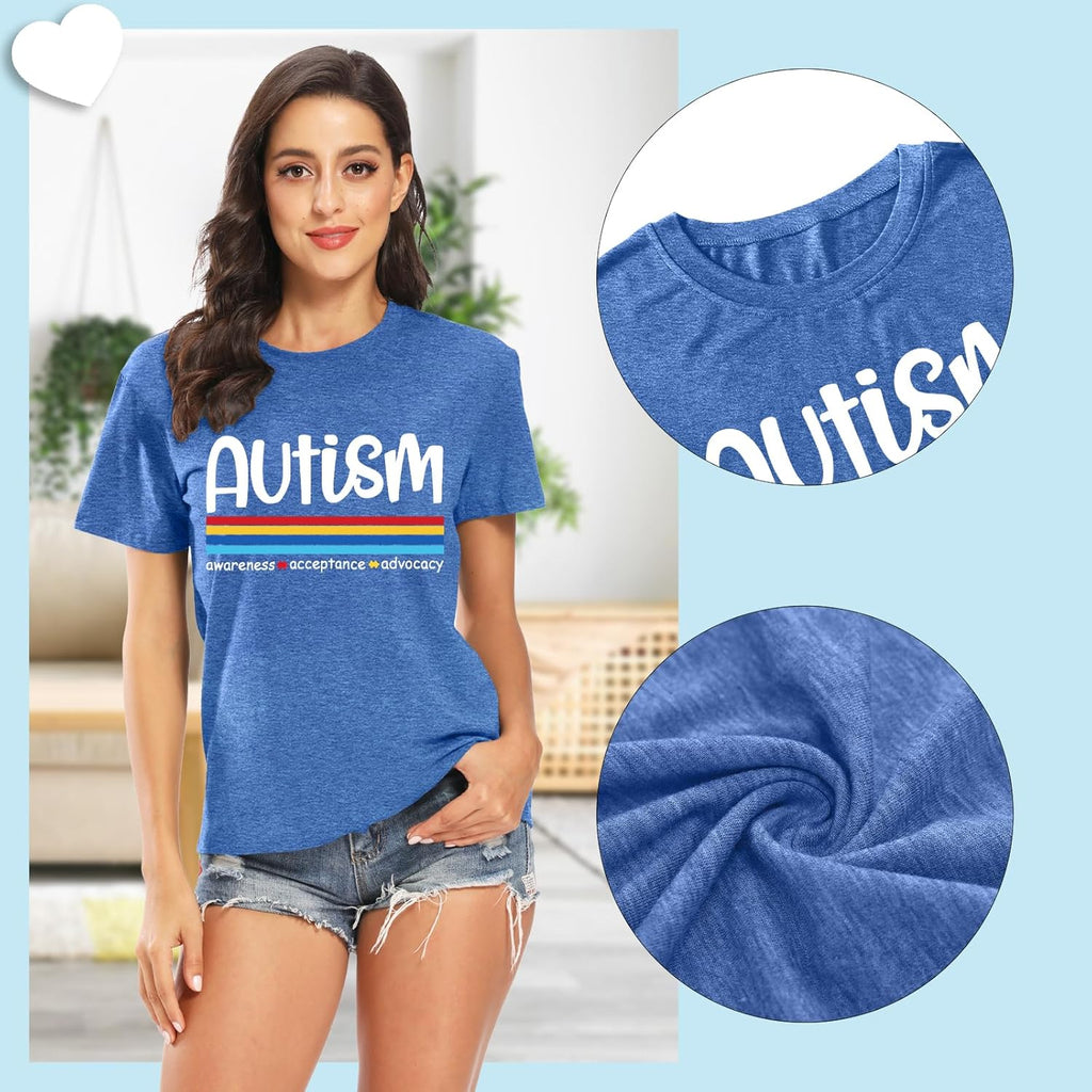 Autism Awareness Shirt Womens Autism Acceptance Shirt Be Kind Inspirational Shirt Autism Support Gift Tee Tops