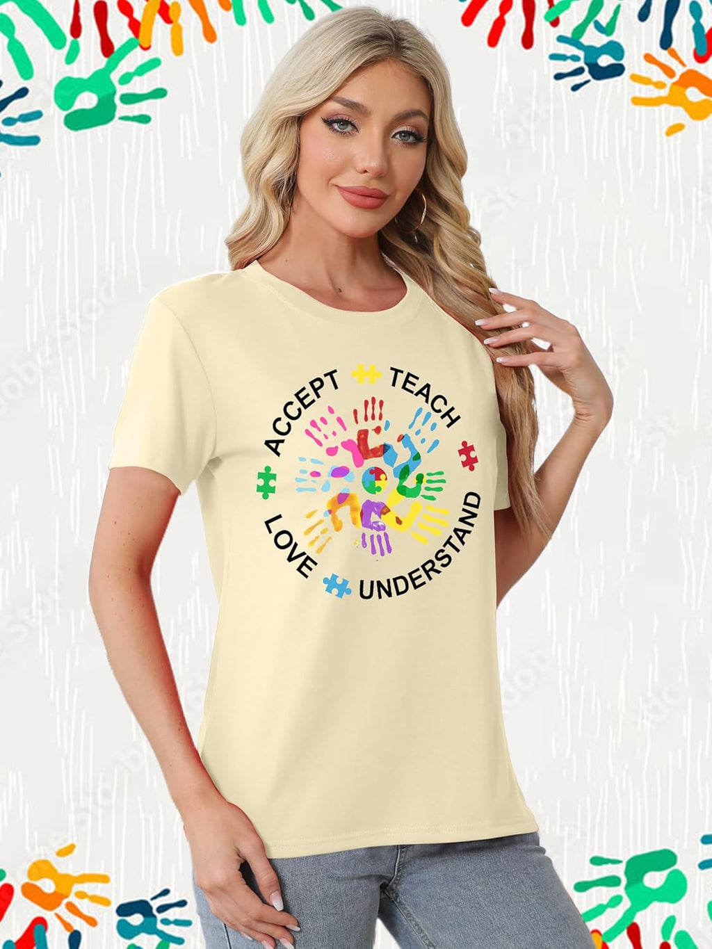 Autism Awareness Shirt for Women: Autism Acceptance Shirts Autism Mom Tee Puzzle Piece Graphic Tops Autism Support Gift