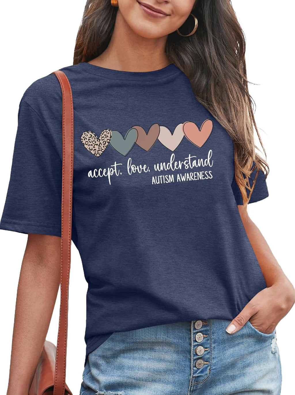 Autism Awareness Shirt for Women: Autism Acceptance Shirts Autism Mom Tee Puzzle Piece Graphic Tops Autism Support Gift