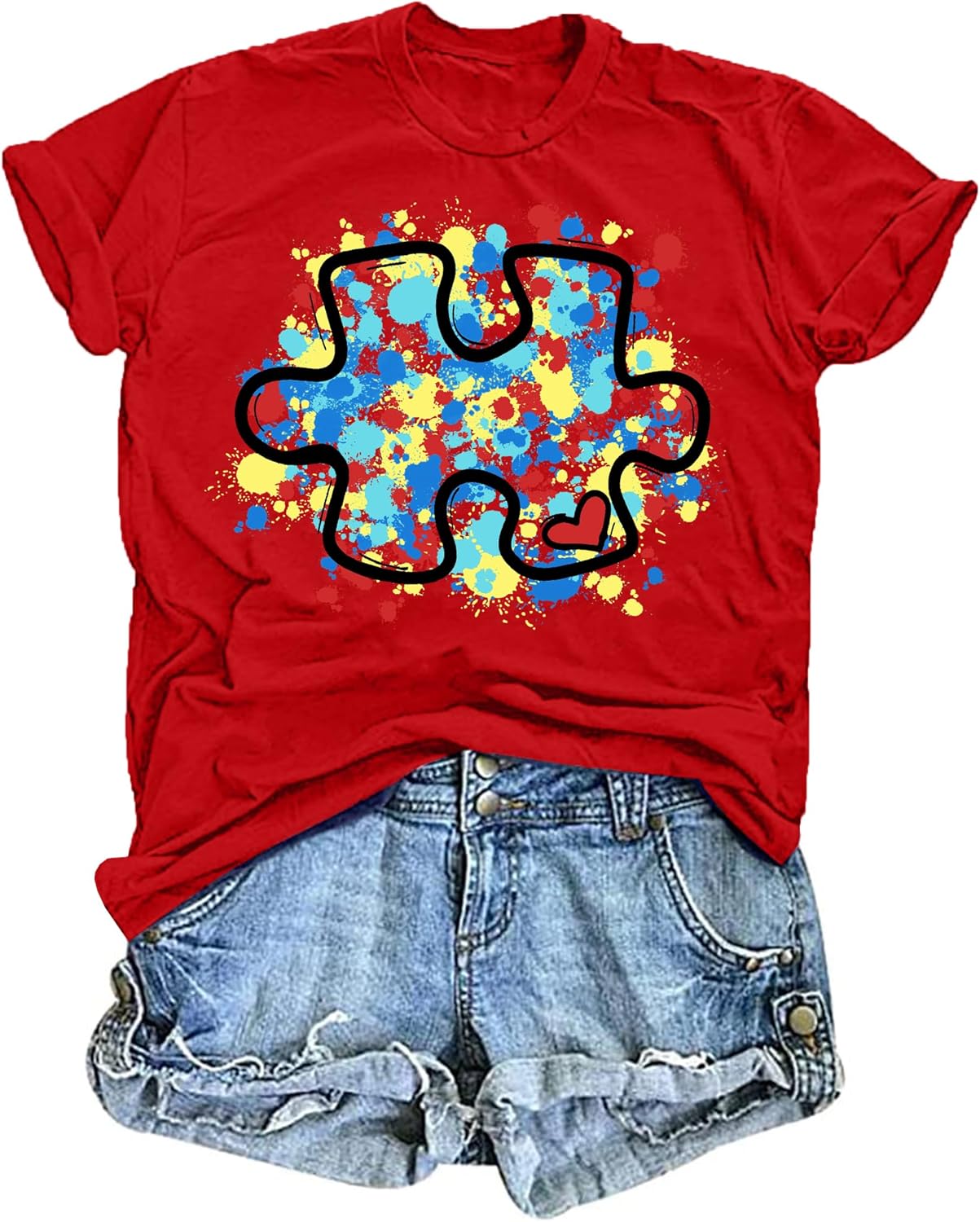 Autism Support Shirt Women Autism Awareness T-Shirt Special Education Teacher Tee Autism Puzzle Tops