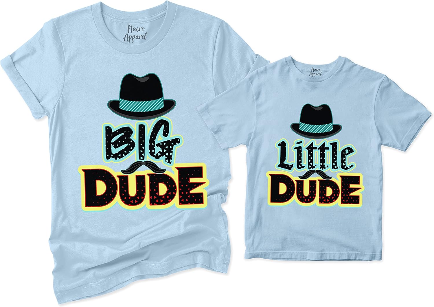 NACRE APPAREL Big Dude Little Dude Matching Dad and Me Best Friend Father's Day Father and Son