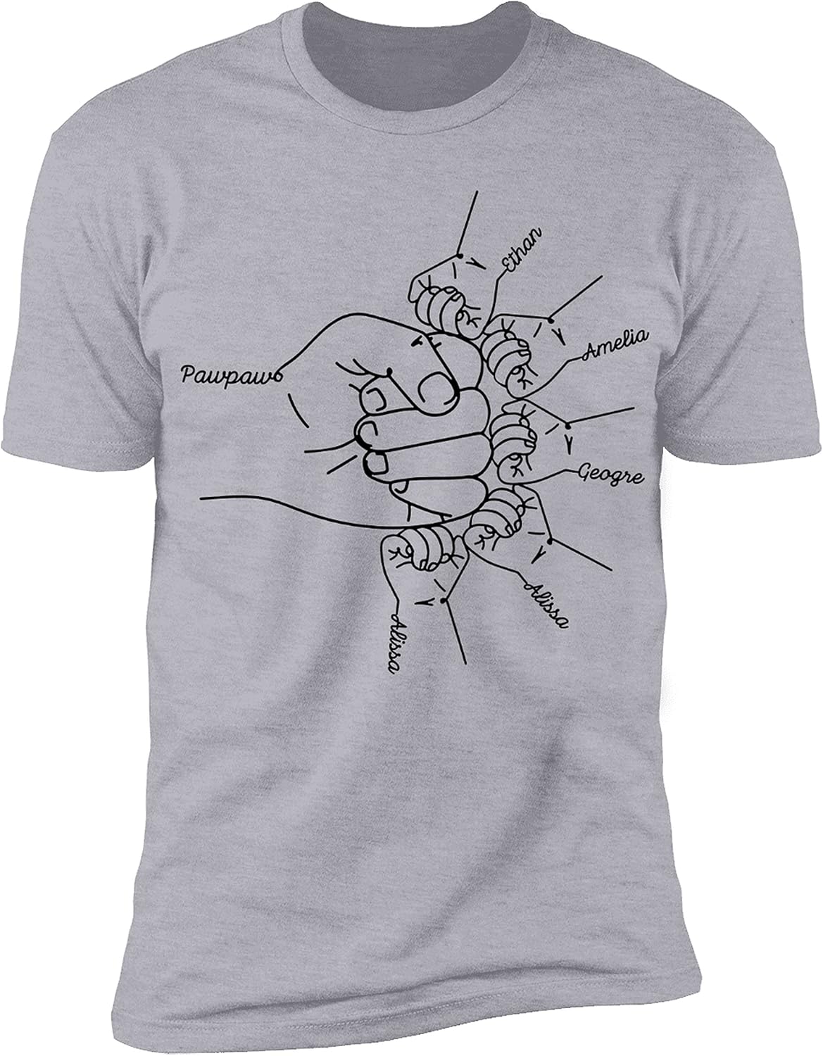 NAZENTI Personalized Fathers Day T-Shirt, Dad Papa Fist Bump Flag Shirt, Grandpa Papa Shirt, Gifts for Fathers Day
