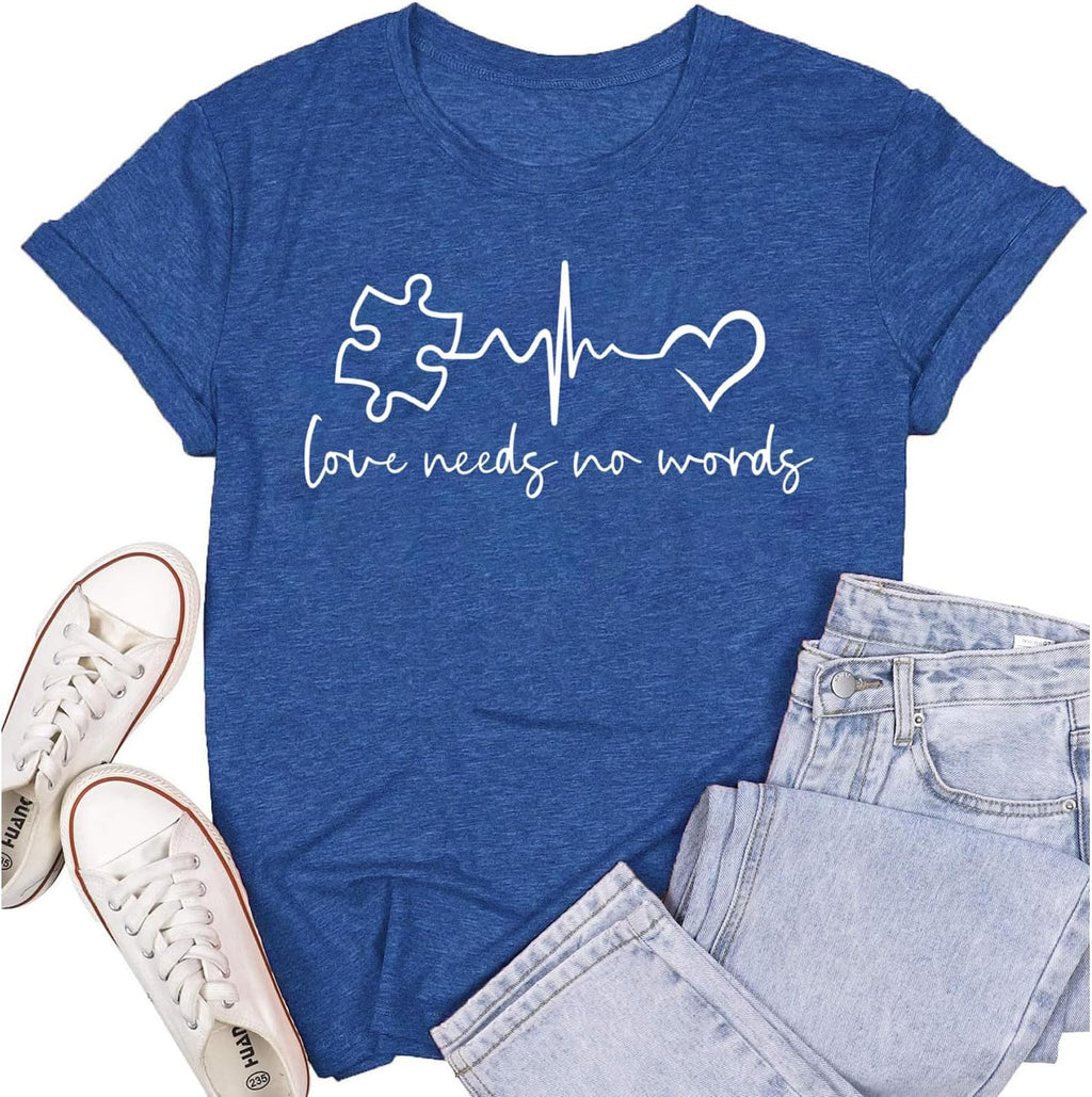 SUWATOIN Womens Autism Awareness Shirts Autistic Support T-Shirt Puzzle Piece Tee Tops