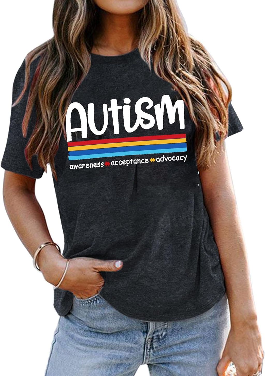 Autism Aawareness Shirt Women Autism Acceptance Shirts Mental Health Tees Casual Inspirational Short Sleeve Tee Tops
