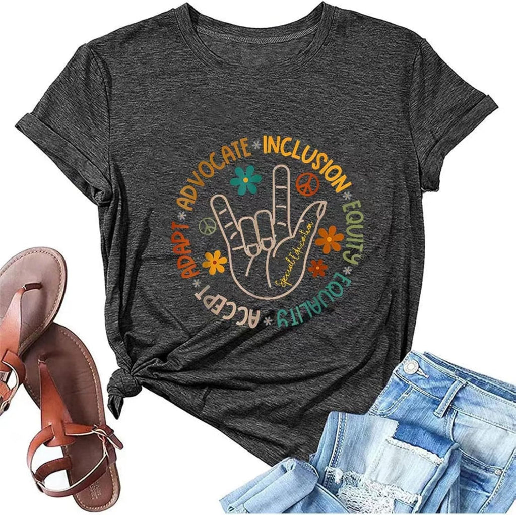 Autism Awareness Shirt Women Accept Understand Love T-Shirt I Wear Blue Tshirt Autism Support Causal Short Sleeve Tee Tops