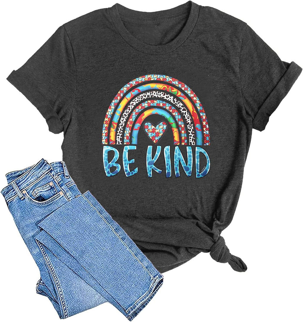 Autism Awareness Shirt Women Autism Support Tops Women Rainbow Mental Health Tshirt Special Education Tee