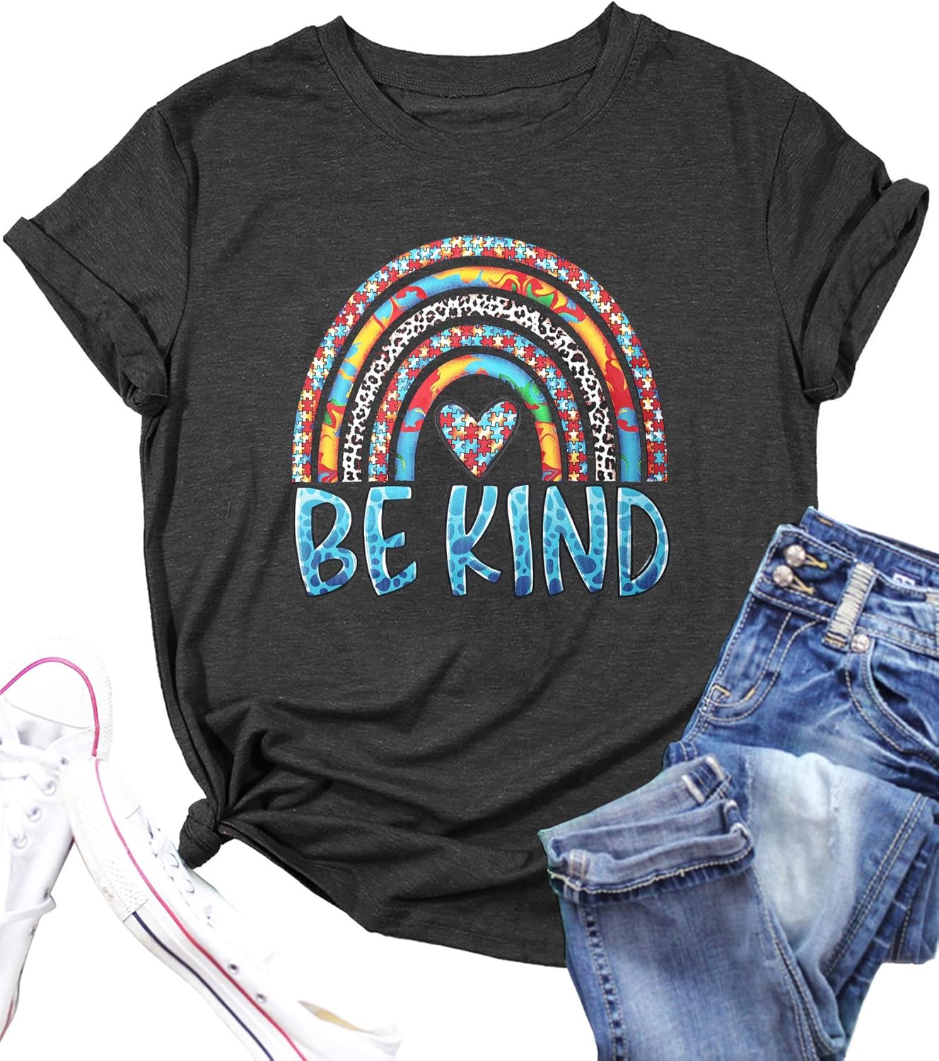 Autism Awareness Shirt Women Autism Support Tops Women Rainbow Mental Health Tshirt Special Education Tee