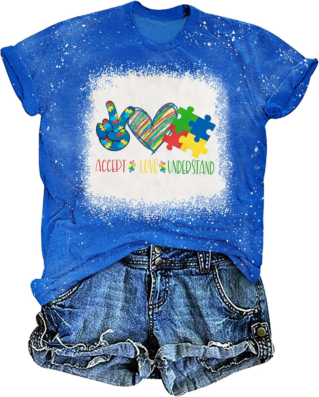 UYIQL Autism Awareness Shirt Women Accept Love Understand Tshirt Puzzle Piece Heart Graphic Inspirational Tee Tops