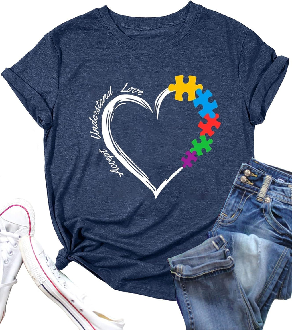 Be Kind Shirts for Women Autism Awareness T Shirts Autism Support Love Shirt Casual Graphic Tees Gifts