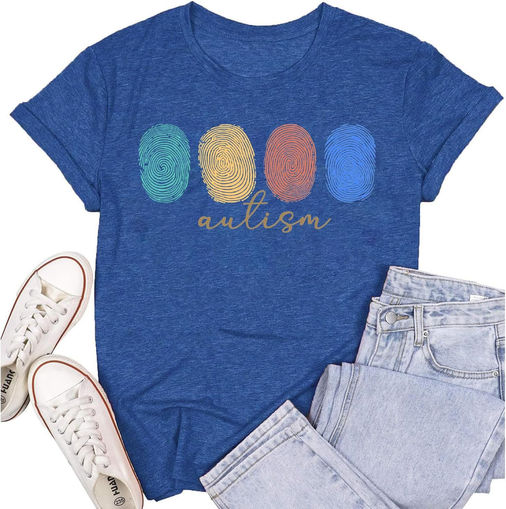 SUWATOIN Womens Autism Awareness Shirts Autistic Support T-Shirt Puzzle Piece Tee Tops