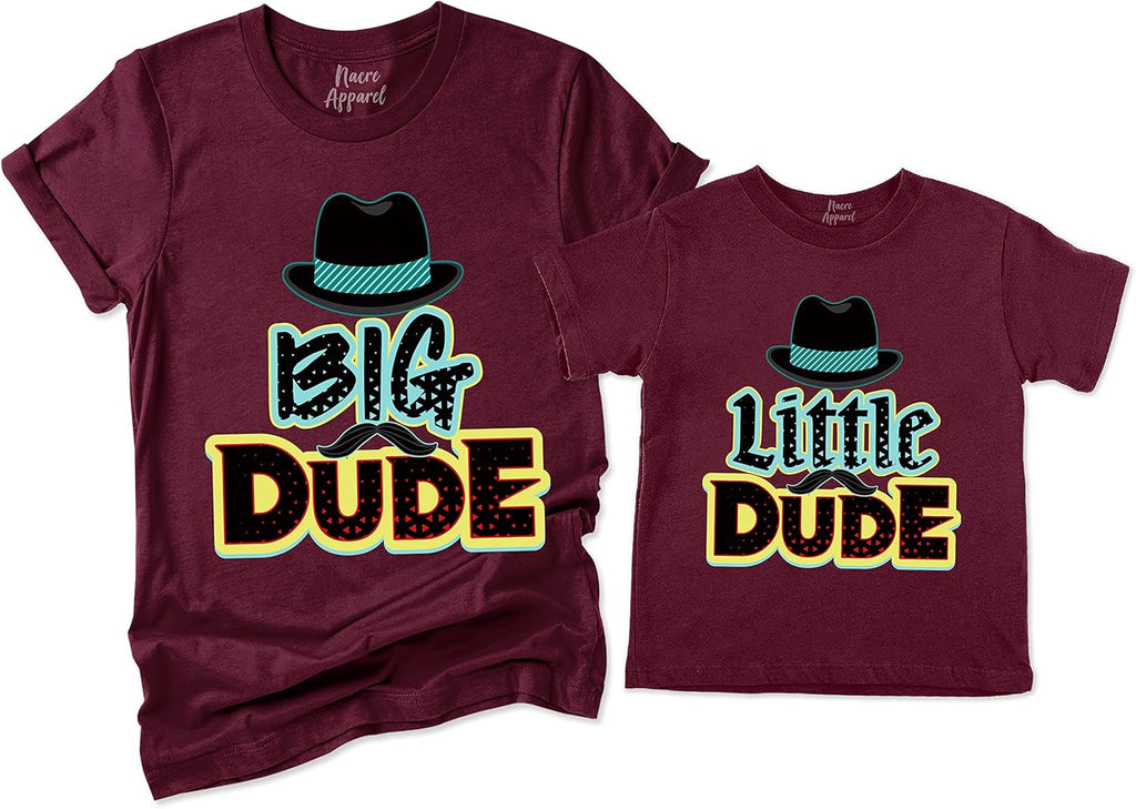 NACRE APPAREL Big Dude Little Dude Matching Dad and Me Best Friend Father's Day Father and Son