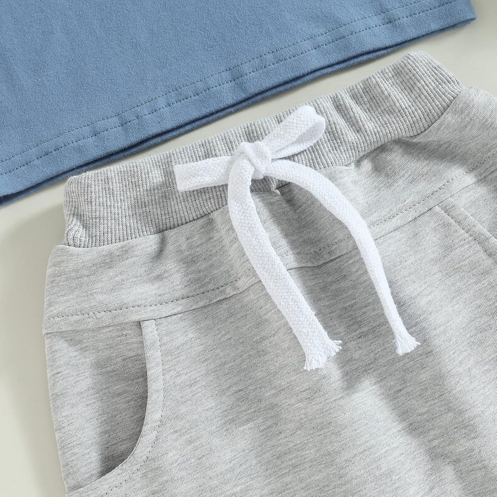BemeyourBBs Toddler Baby Boy Summer Clothes Funny Letter T Shirt Elastic Waist Pockets Shorts Set 2 Piece Outfit