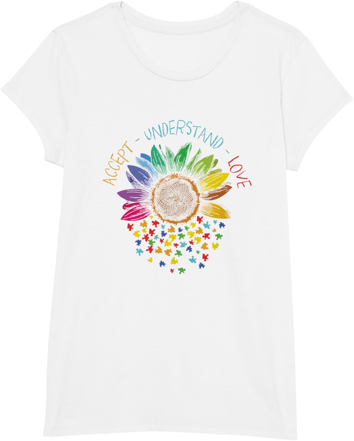 Autism Awareness Accept Understand Love ASD Rainbow Flower
