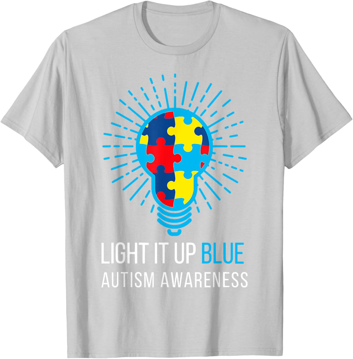 Light It Up Blue Autism Awareness Ribbon Puzzle Pieces