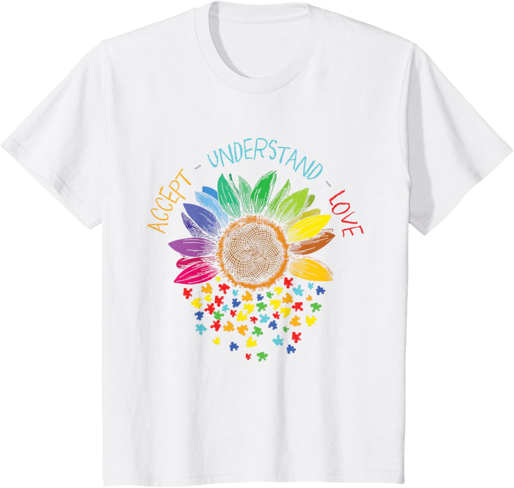 Autism Awareness Accept Understand Love ASD Rainbow Flower