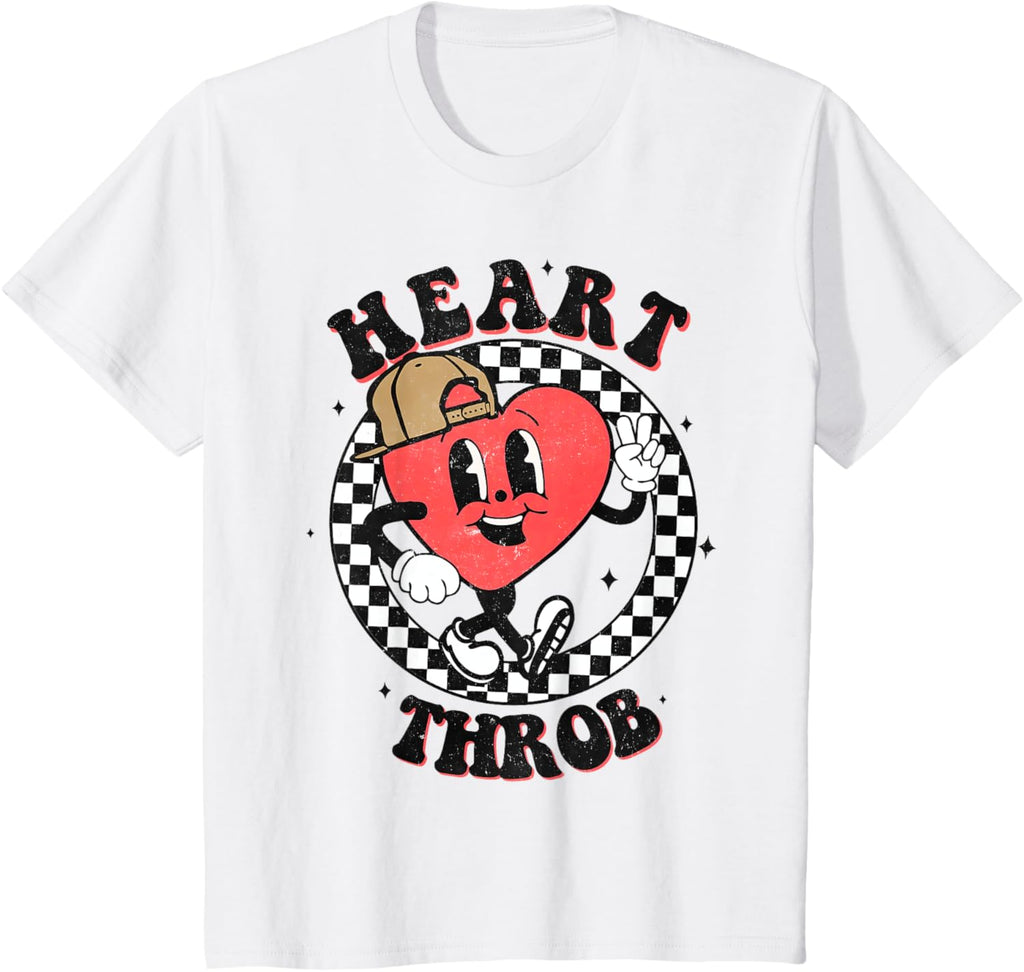 Retro Heart Throb Checkered Kid Preschool Boy Valentines Day