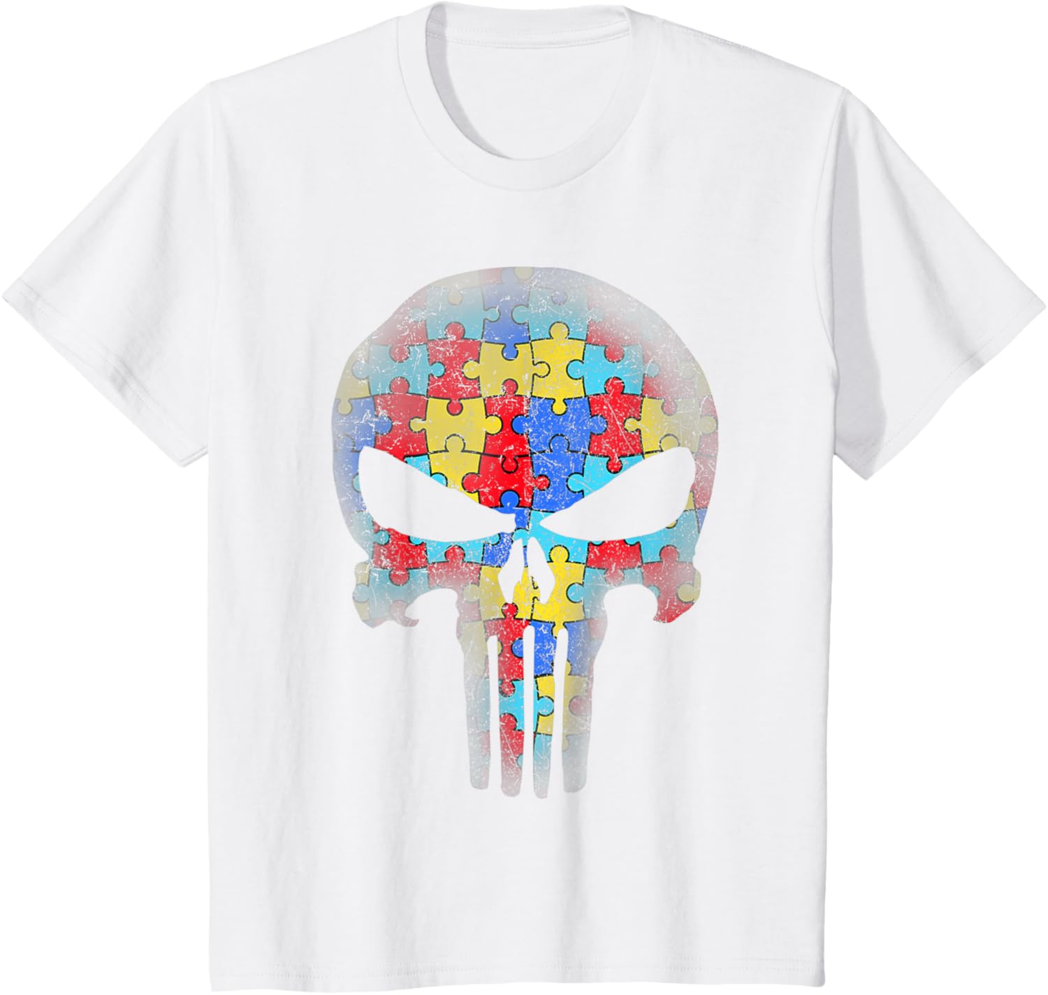 Skull Autism Awareness Puzzle Piece Mens Womens Kids