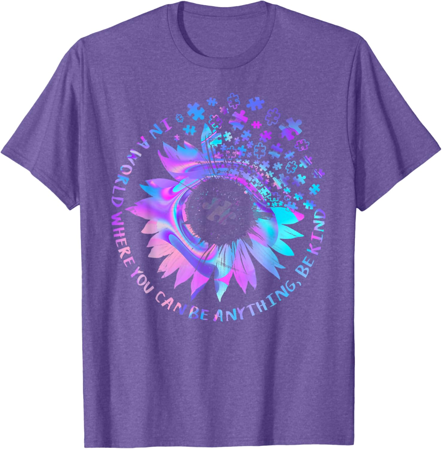 Be Kind Autism Awareness Kindness Sunflower Tie Dye Puzzle