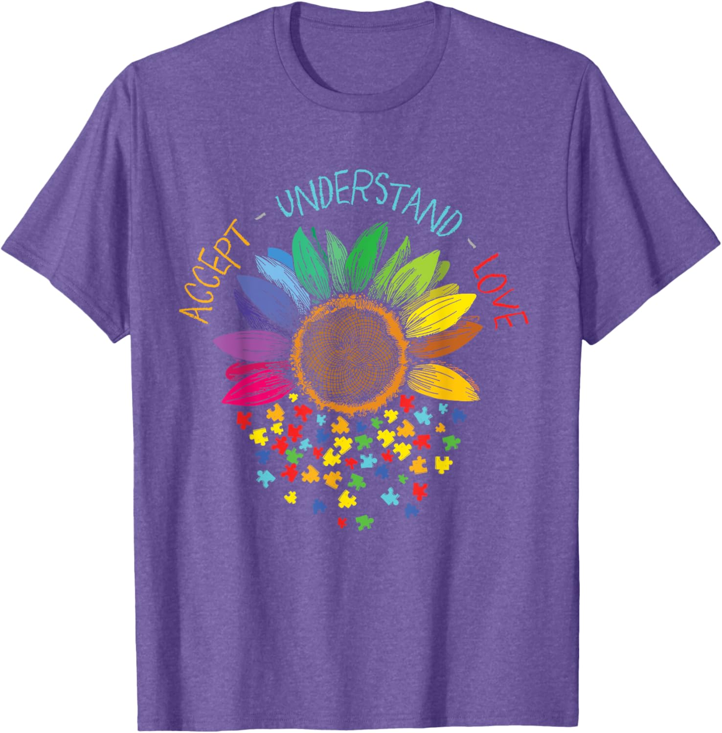 Autism Awareness Accept Understand Love ASD Rainbow Flower