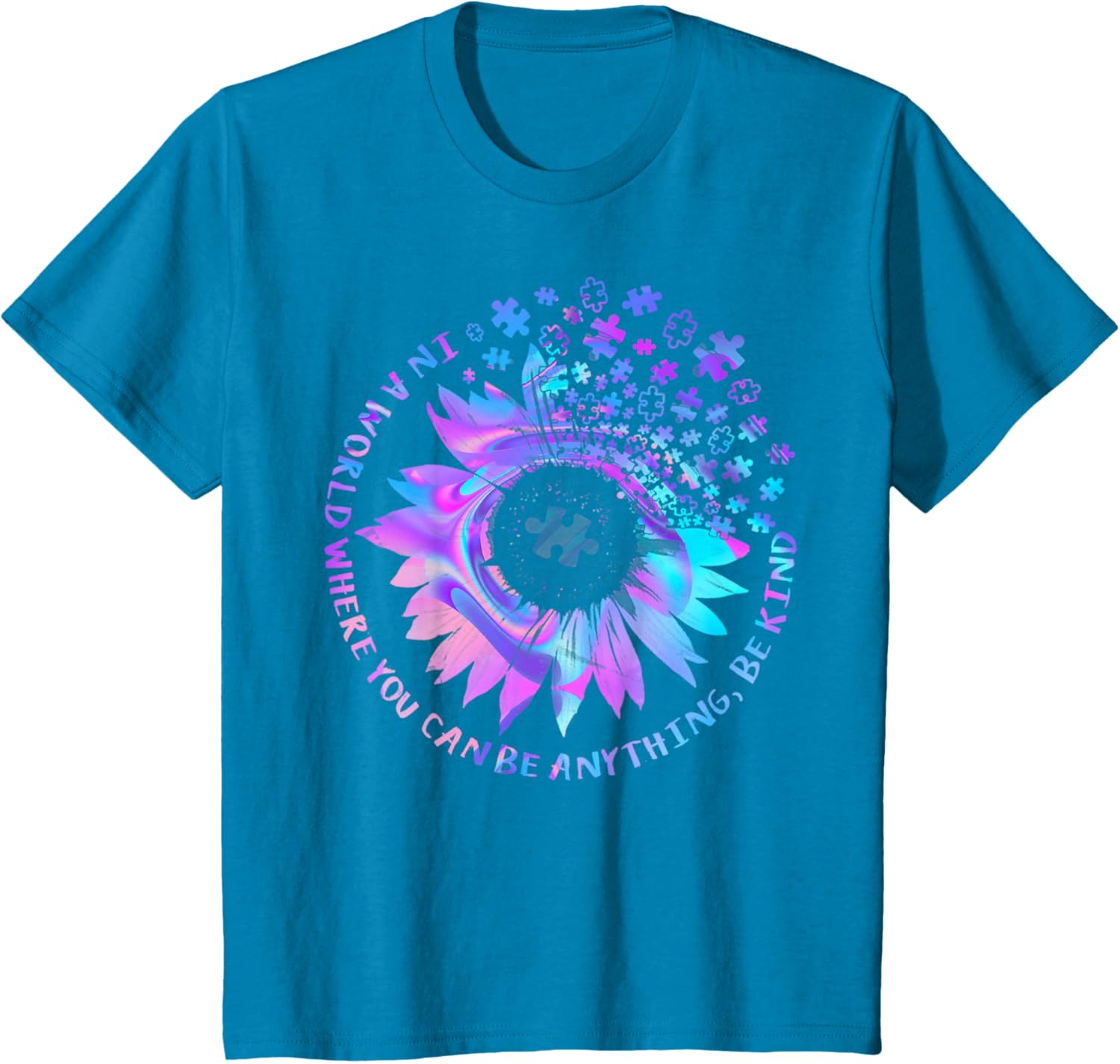 Be Kind Autism Awareness Kindness Sunflower Tie Dye Puzzle