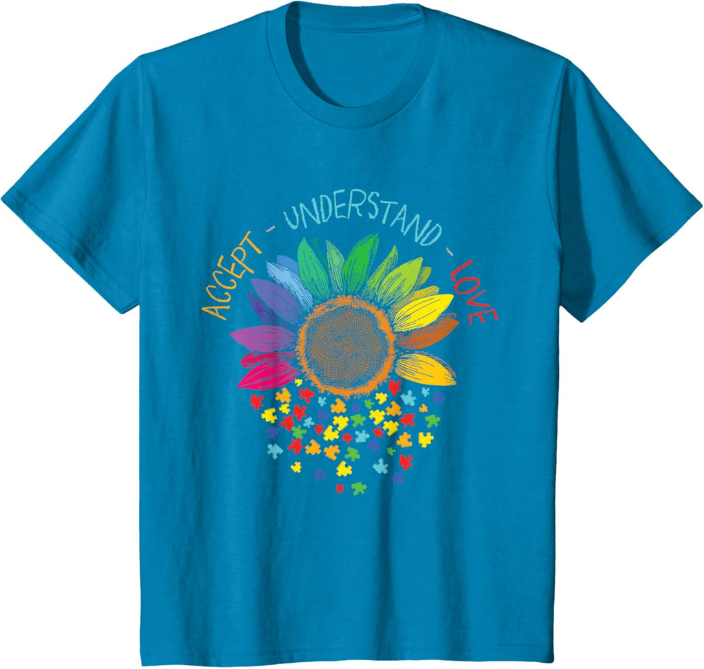 Autism Awareness Accept Understand Love ASD Rainbow Flower