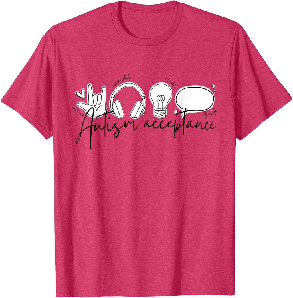 Autism Awareness Acceptance Shirt Support Mom Women Kid