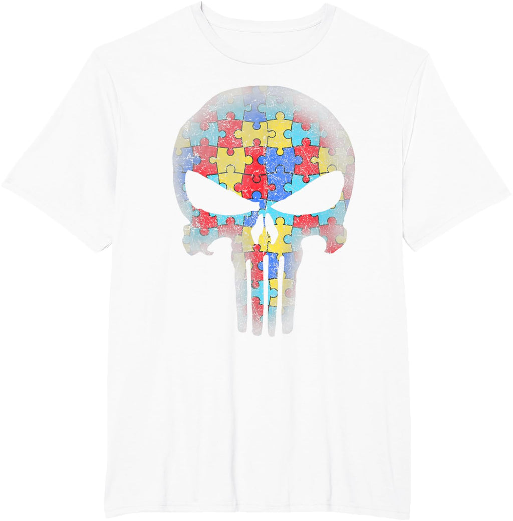 Skull Autism Awareness Puzzle Piece Mens Womens Kids