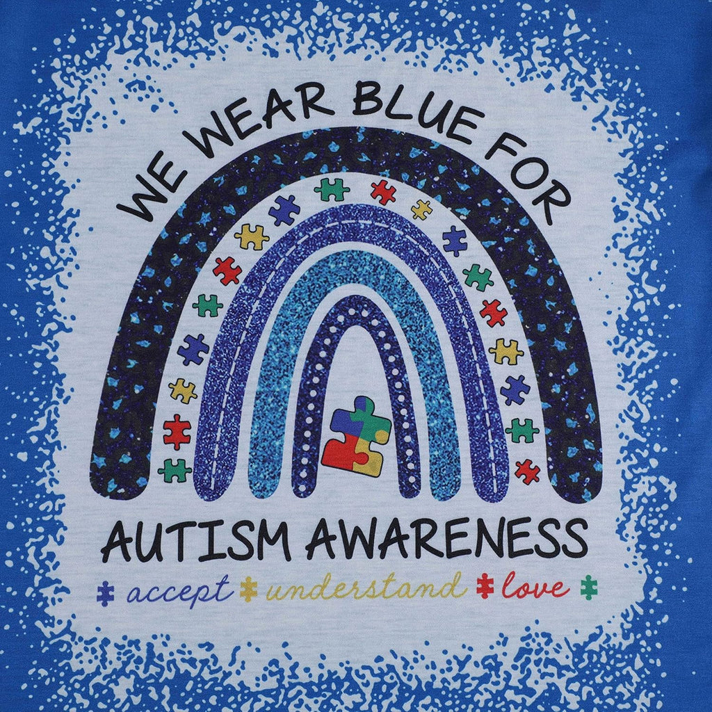 Autism Awareness Shirt Women Autism T-Shirt Autism Acceptance Tops in April Blue Autism Rainbow Tee Autism Mom Clothes