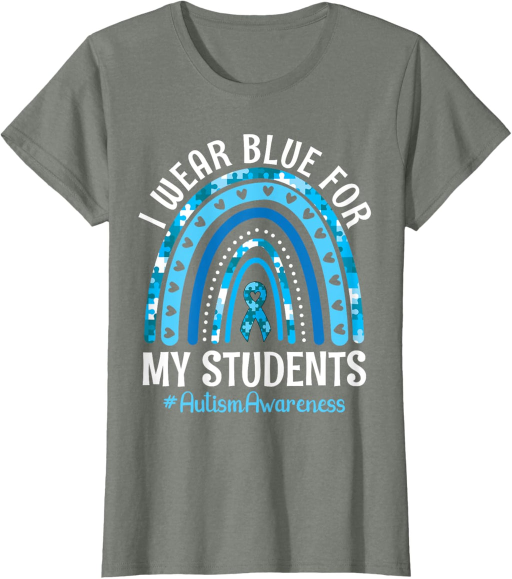 Happy Teacher I Wear Blue For My Students Autism Awareness