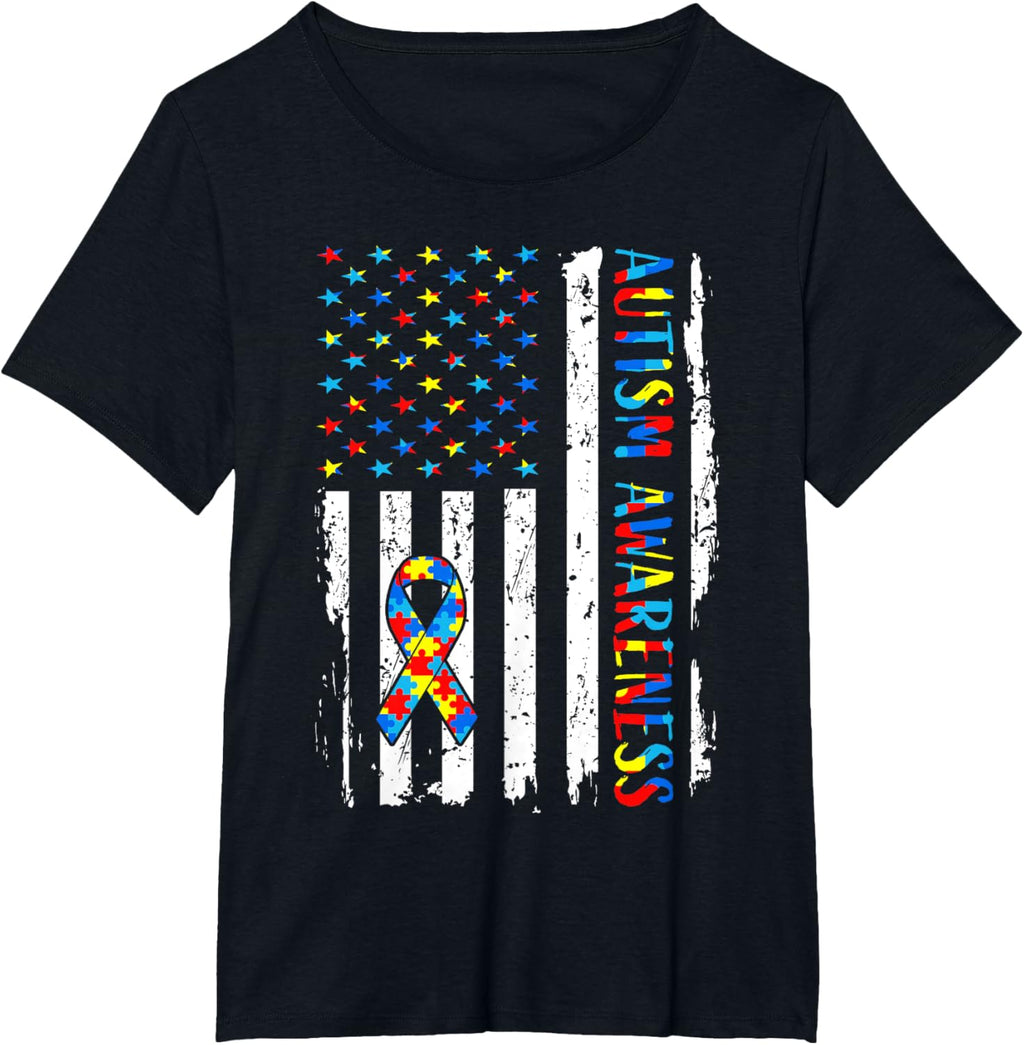 Autism Awareness Mom Dad USA flag Autistic Awareness Autism
