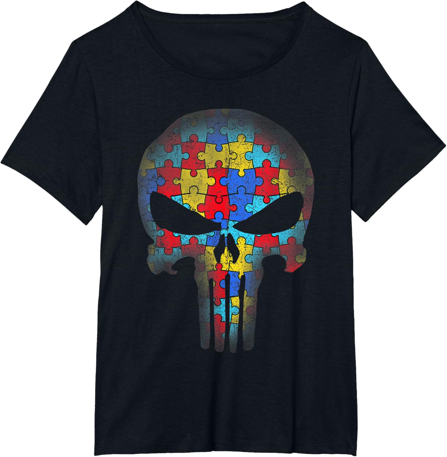 Skull Autism Awareness Puzzle Piece Mens Womens Kids