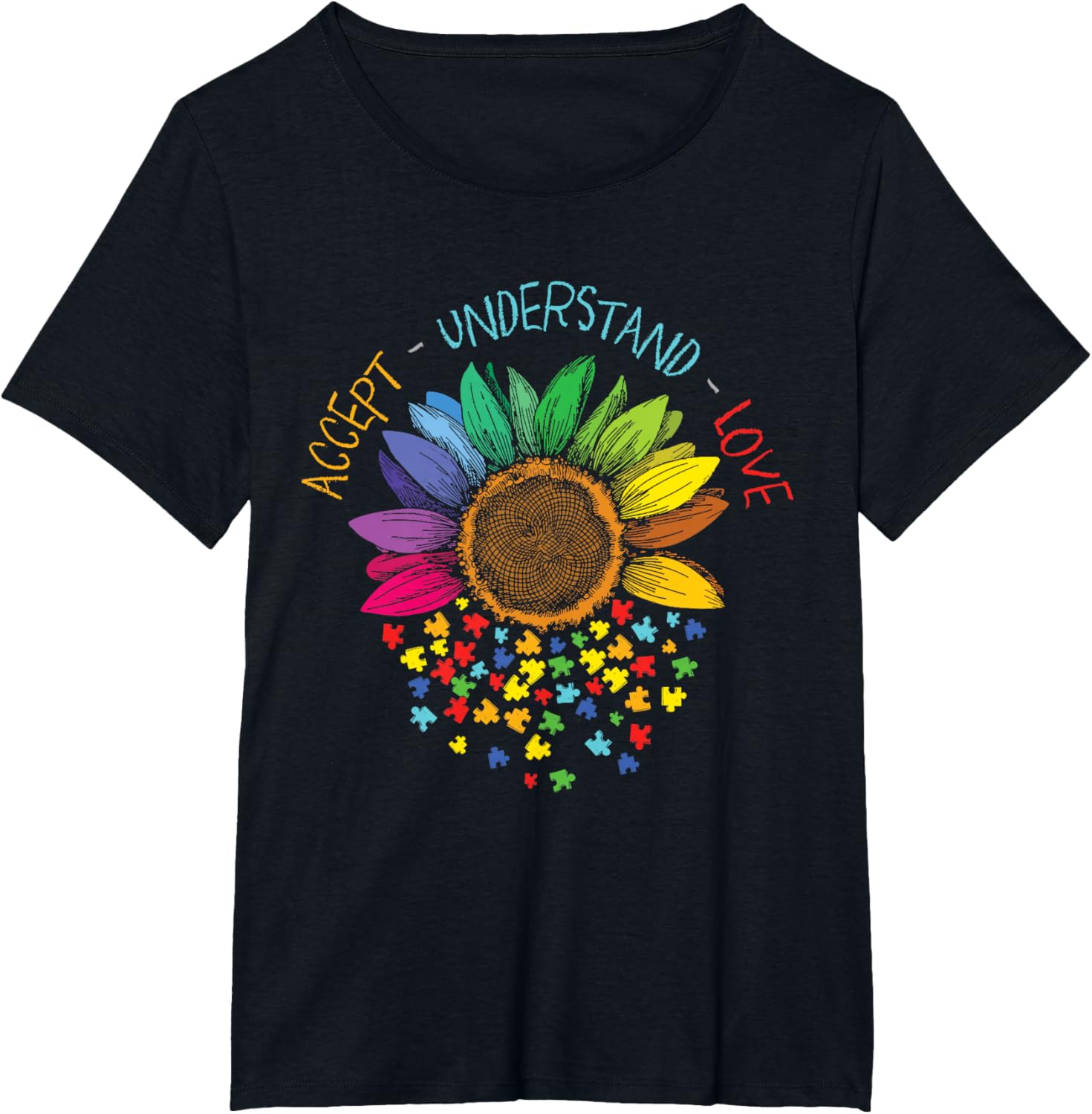 Autism Awareness Accept Understand Love ASD Rainbow Flower