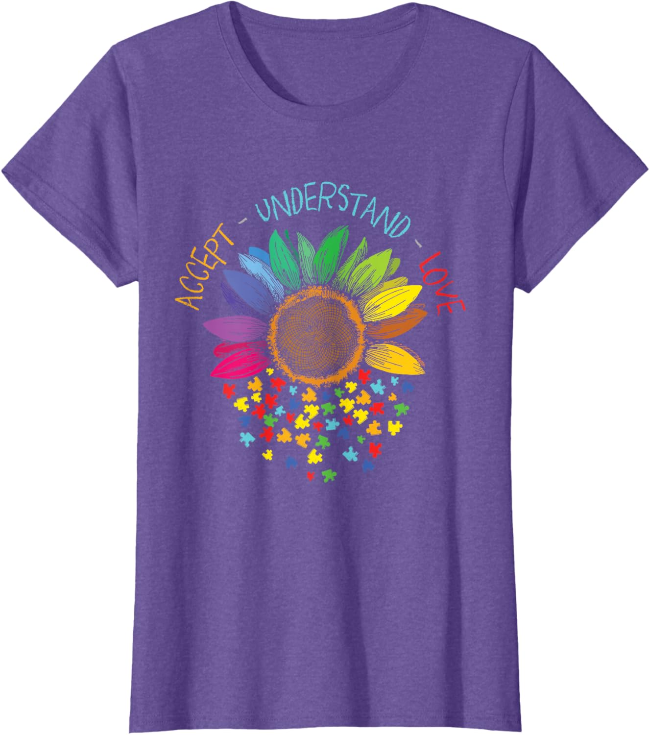 Autism Awareness Accept Understand Love ASD Rainbow Flower