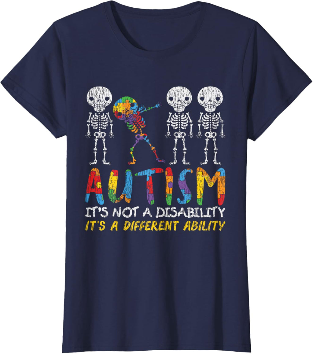 Autism Awerness - Skeleton Dabbing Autistic Kids Awareness