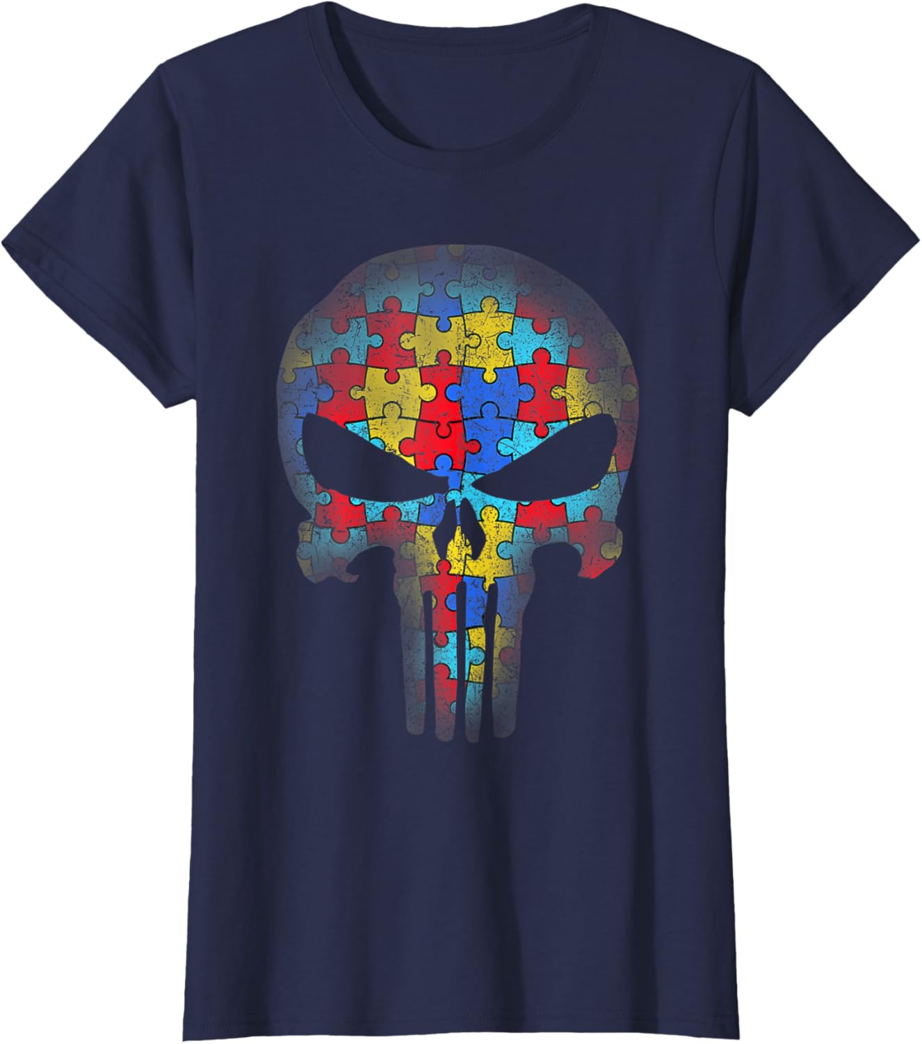 Skull Autism Awareness Puzzle Piece Mens Womens Kids