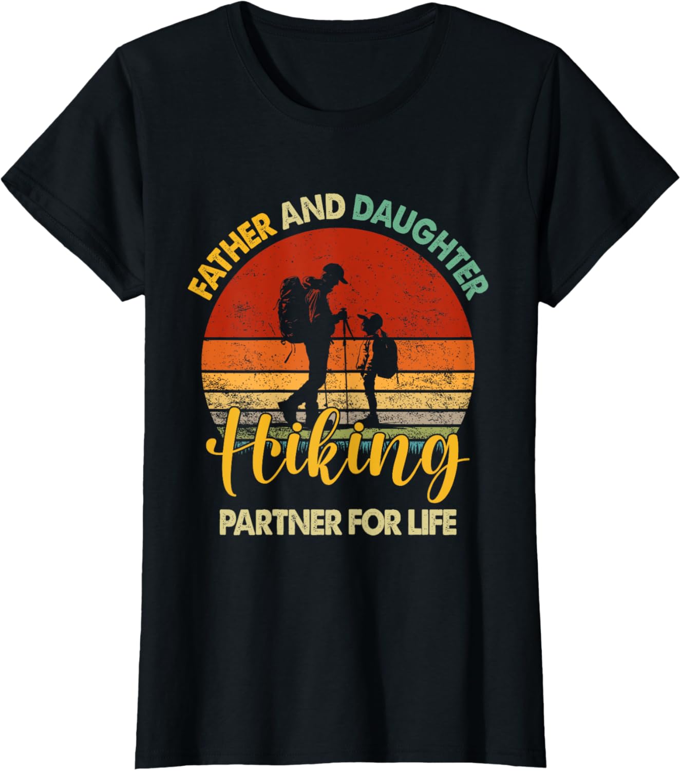 Retro Father Daughter Hiking Partner For Life Fathers Day