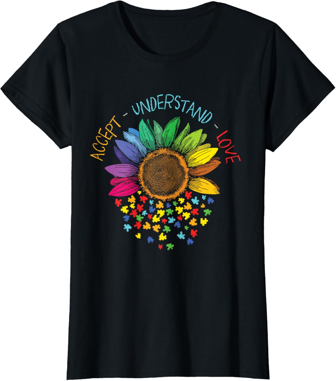 Autism Awareness Accept Understand Love ASD Rainbow Flower
