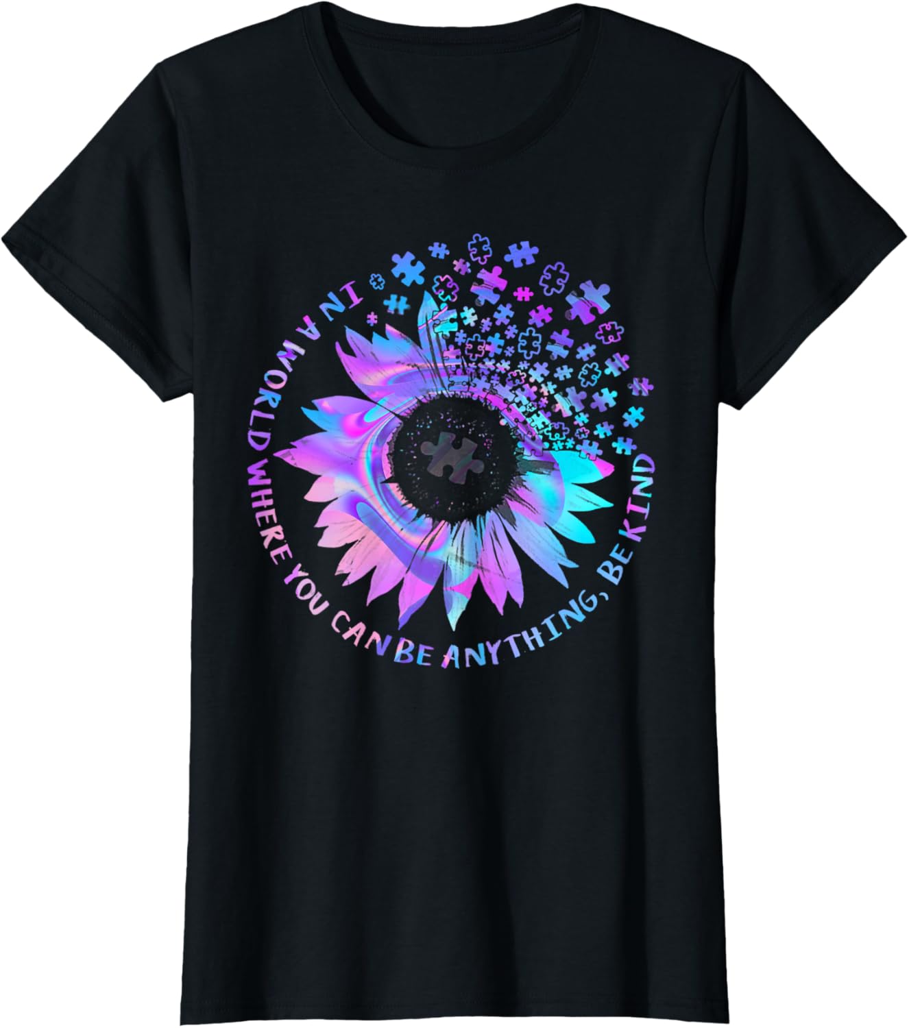 Be Kind Autism Awareness Kindness Sunflower Tie Dye Puzzle