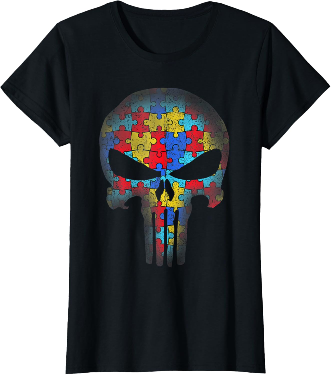 Skull Autism Awareness Puzzle Piece Mens Womens Kids