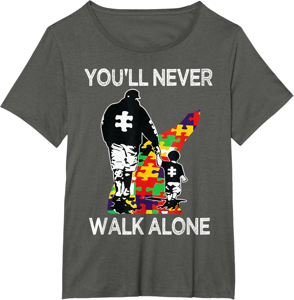 Autism Dad Support Alone Puzzle You'll Never Walk