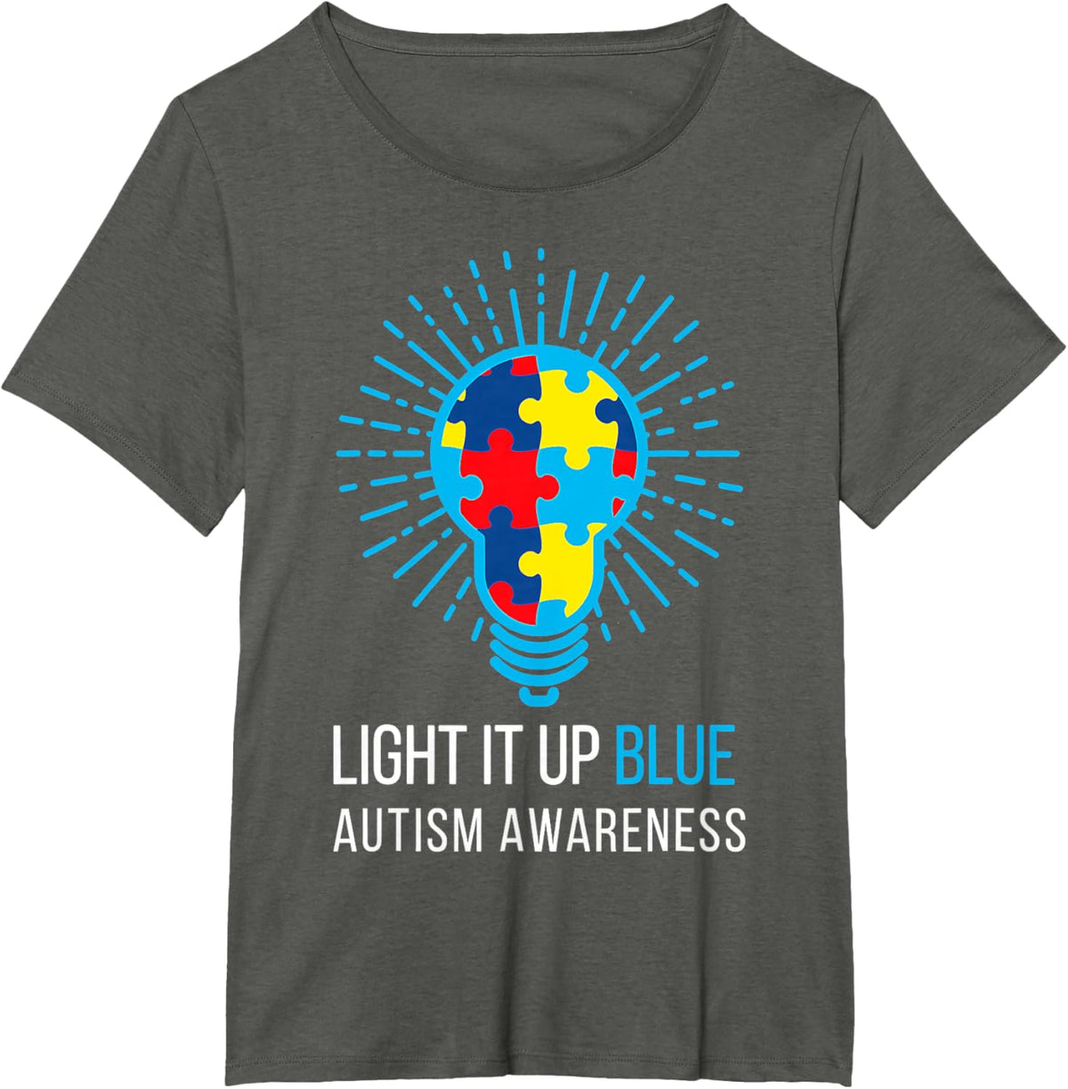 Light It Up Blue Autism Awareness Ribbon Puzzle Pieces