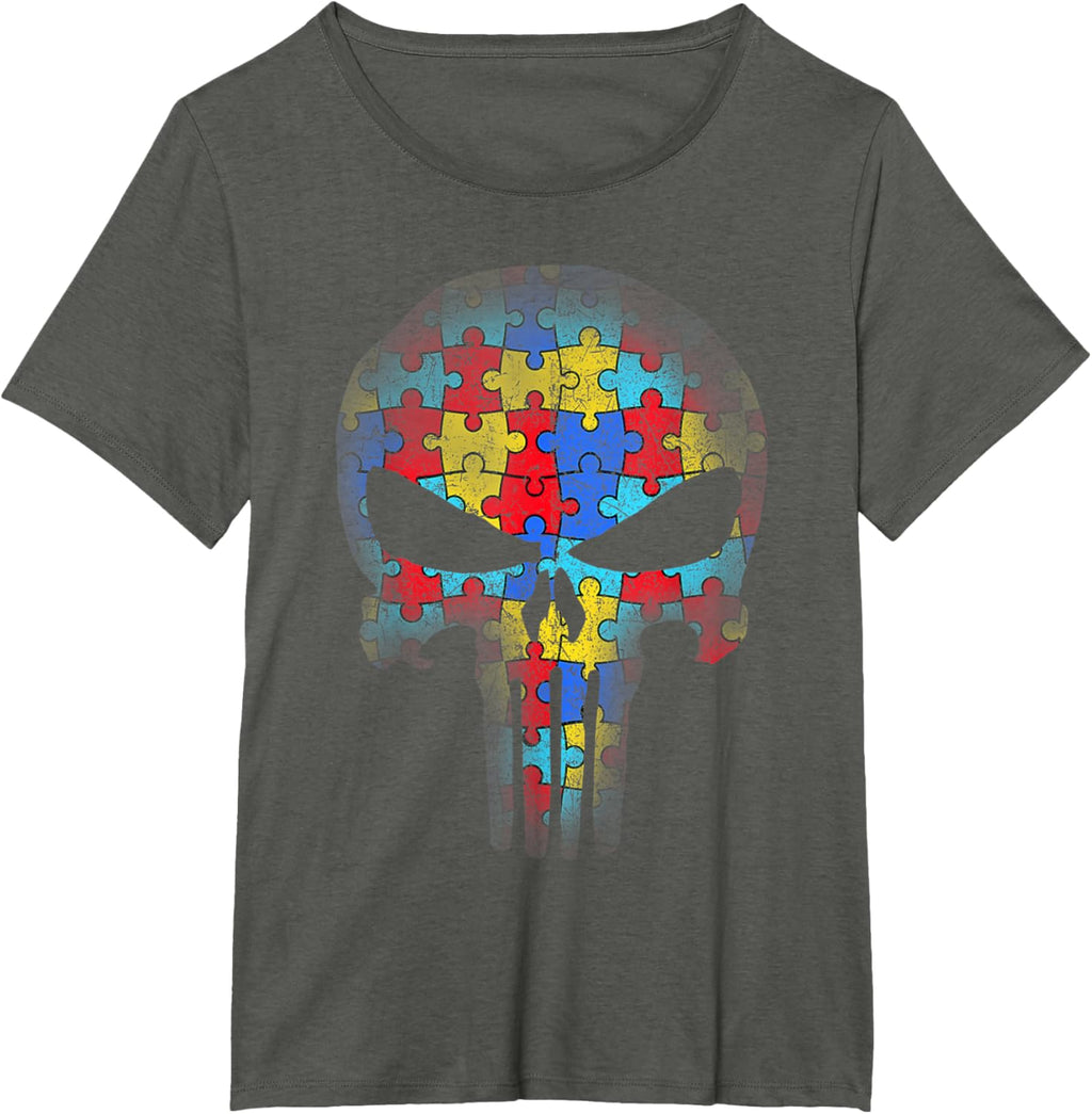 Skull Autism Awareness Puzzle Piece Mens Womens Kids