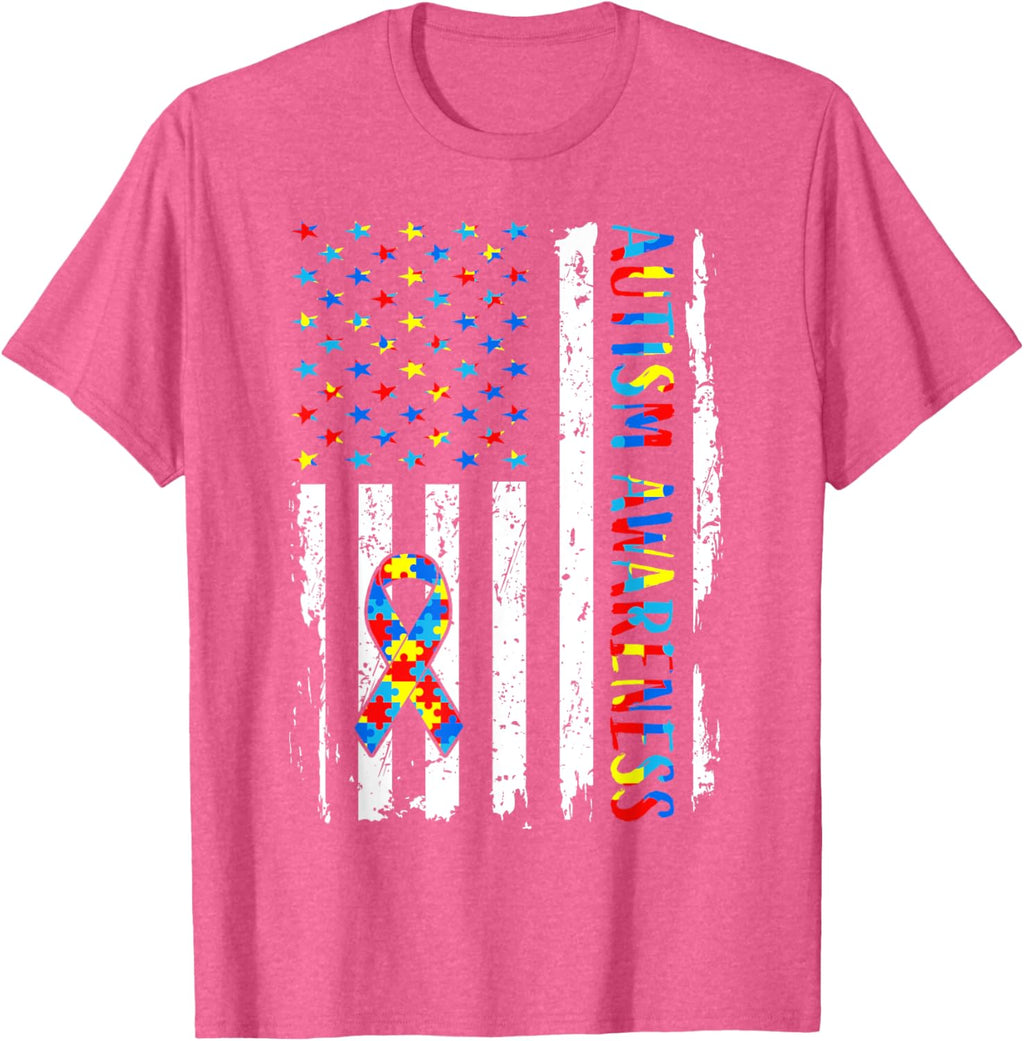 Autism Awareness Mom Dad USA flag Autistic Awareness Autism