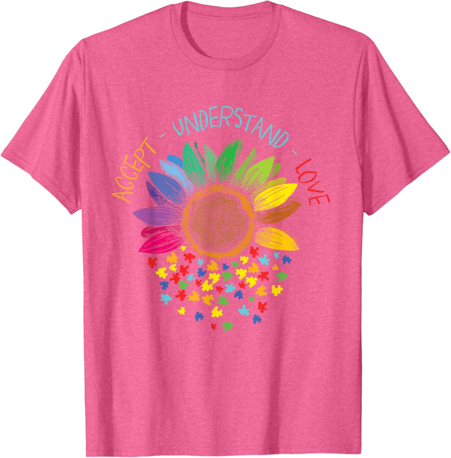 Autism Awareness Accept Understand Love ASD Rainbow Flower