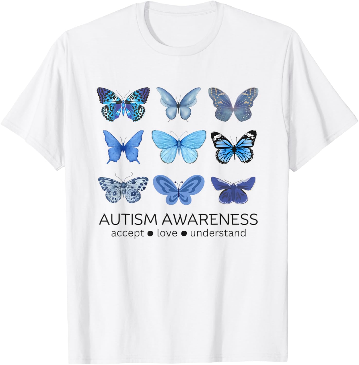 Women In April We Wear Blue Butterfly Autism Mental Health