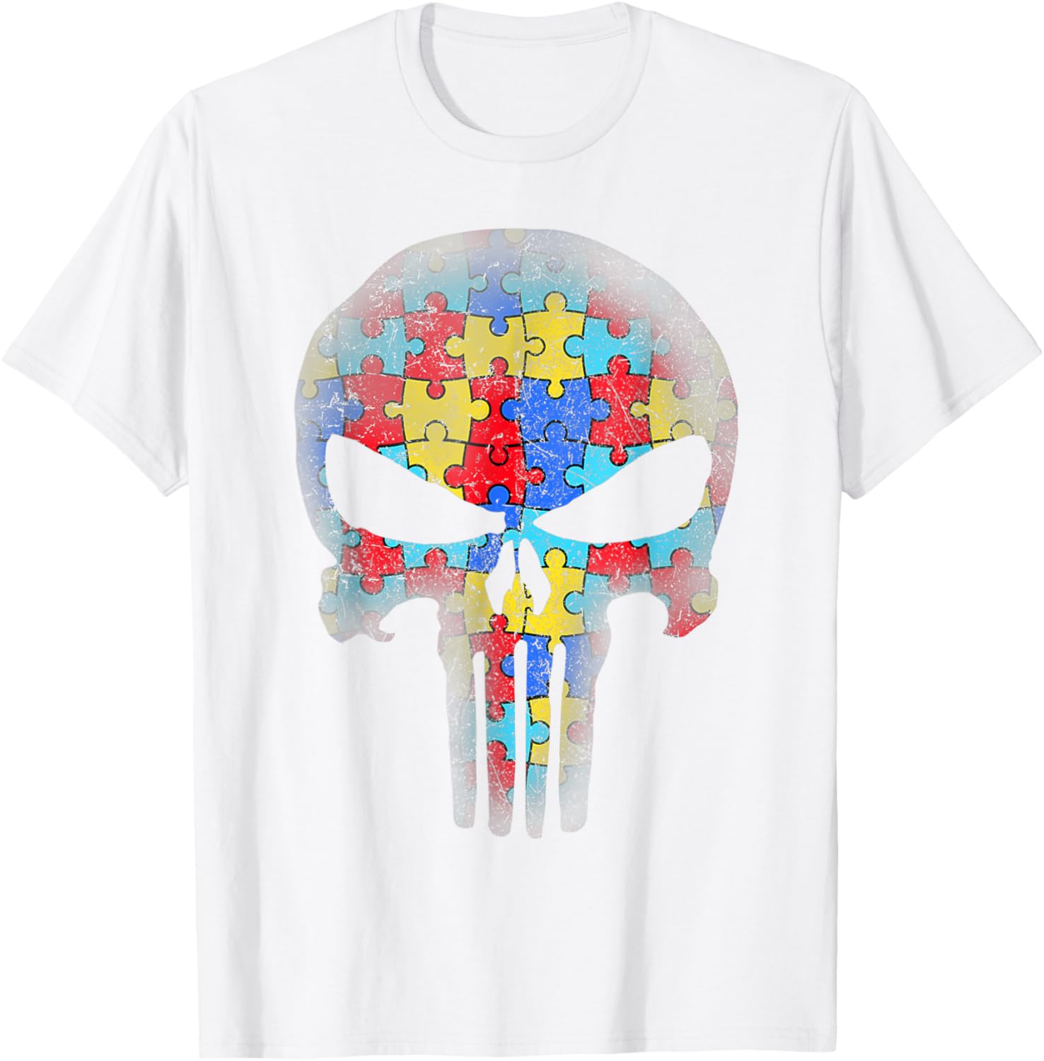 Skull Autism Awareness Puzzle Piece Mens Womens Kids