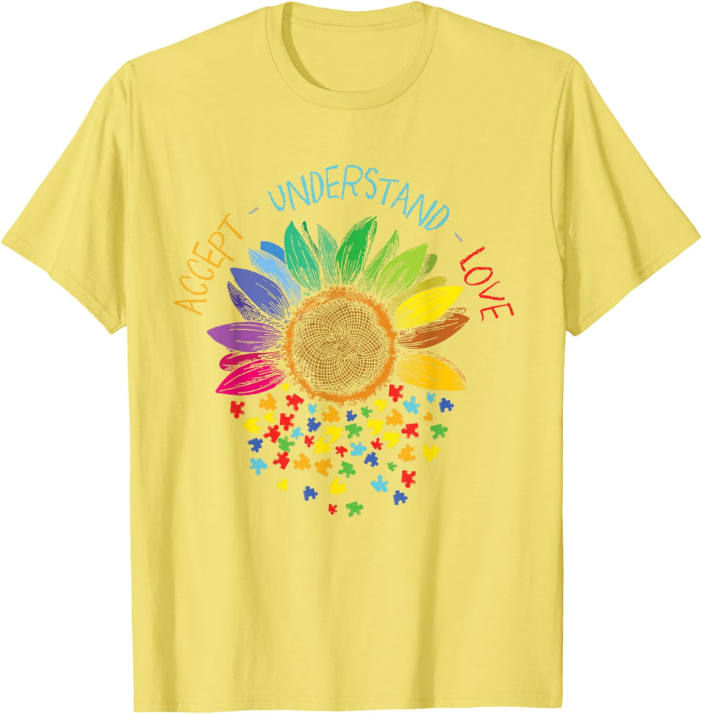 Autism Awareness Accept Understand Love ASD Rainbow Flower