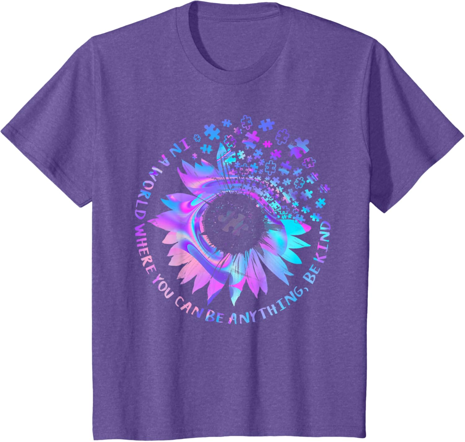 Be Kind Autism Awareness Kindness Sunflower Tie Dye Puzzle
