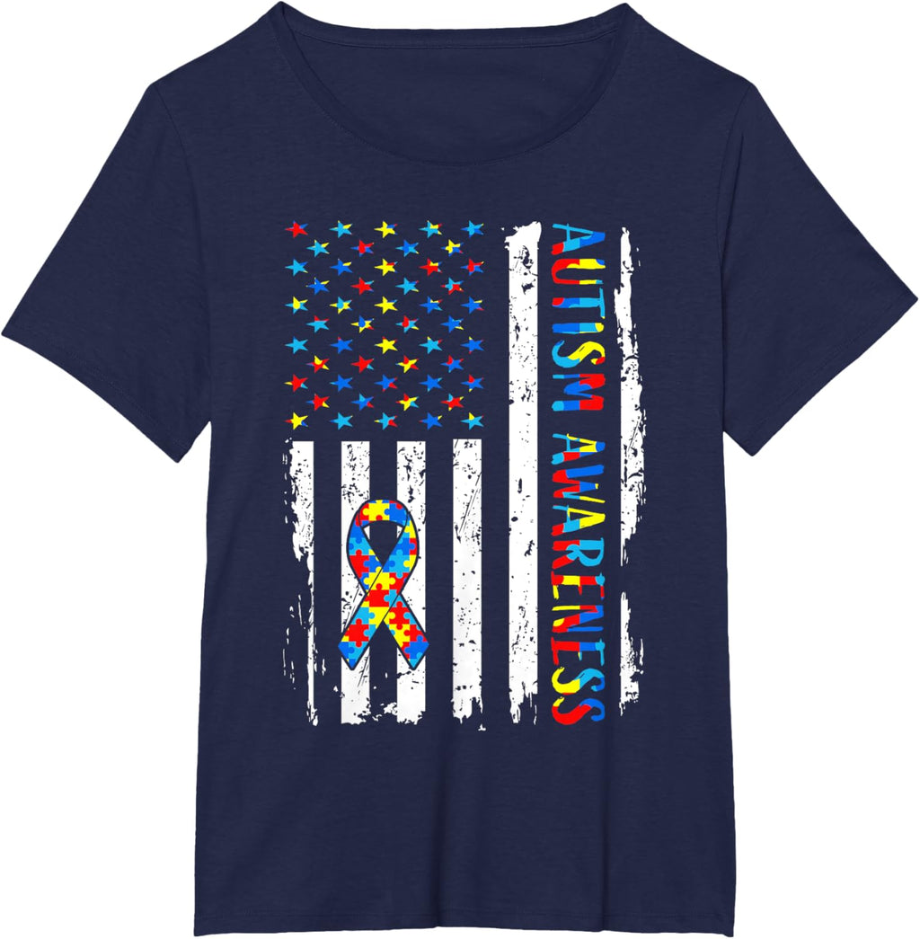 Autism Awareness Mom Dad USA flag Autistic Awareness Autism